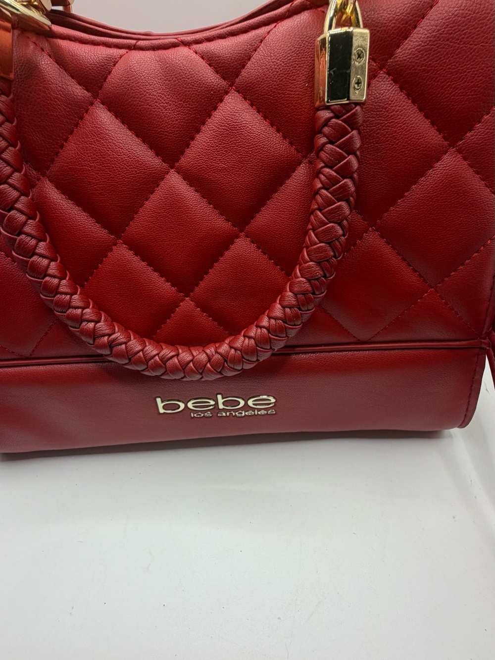 Bebe “Winnie” Mini Shopper Red Quilted Crossbody Bag - Picture 2 of 5
